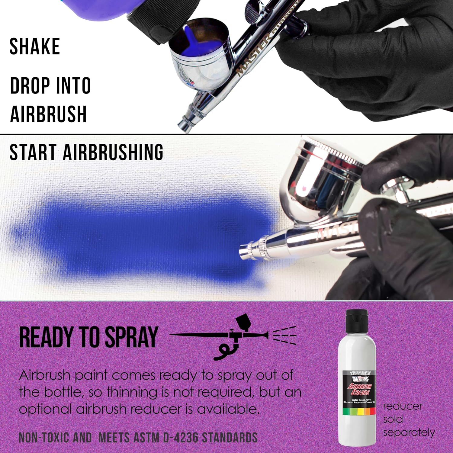 U.S. Art Supply Pearlized Magenta Pearl Acrylic Special Effects Airbrush Paint - 8oz Ready to Spray Air Brush Paint for Nails, Models, Fabric - Water-Based Air Brush Painting
