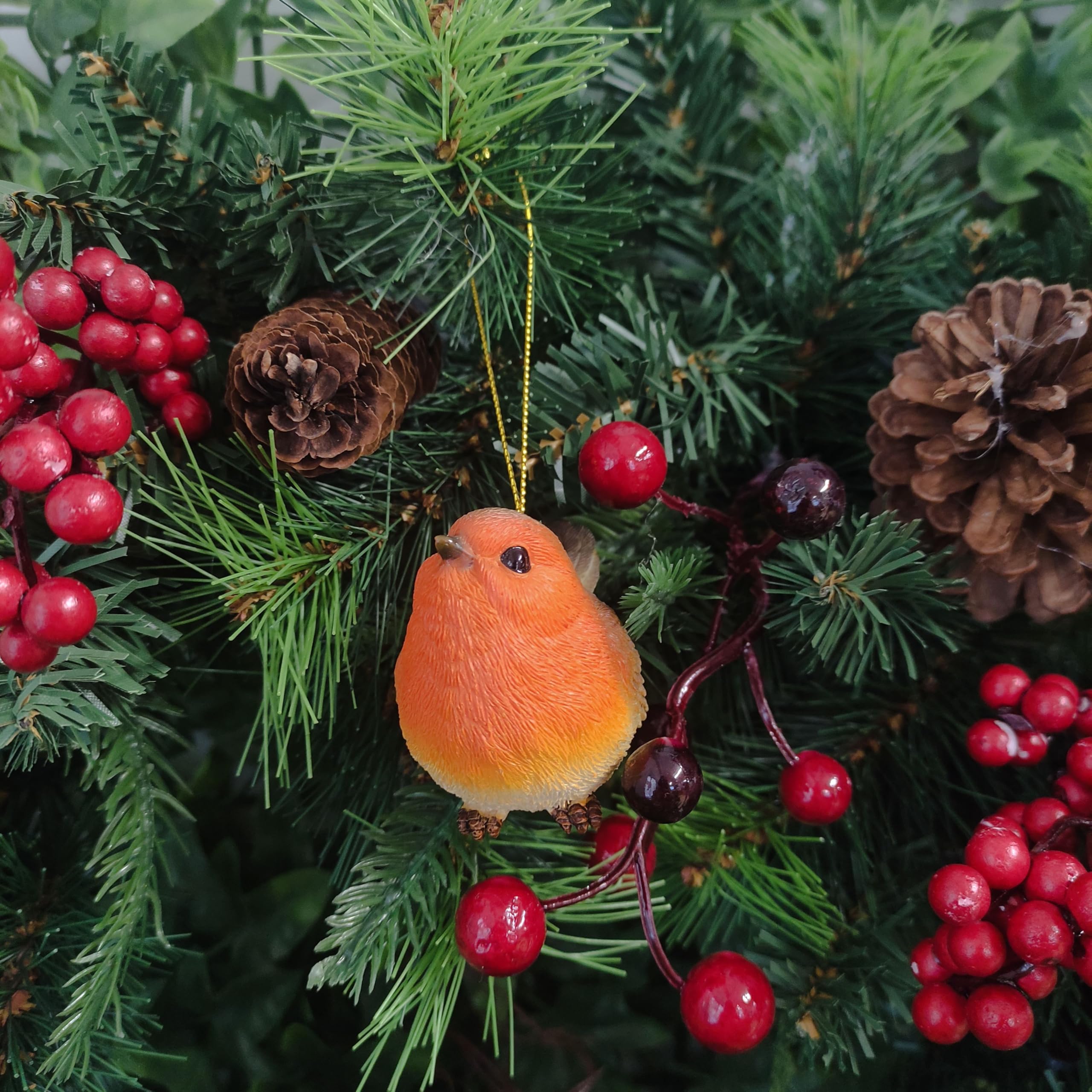 Vivid Arts - Hanging Ornament Robin - Gold Thread, Small - Image 2