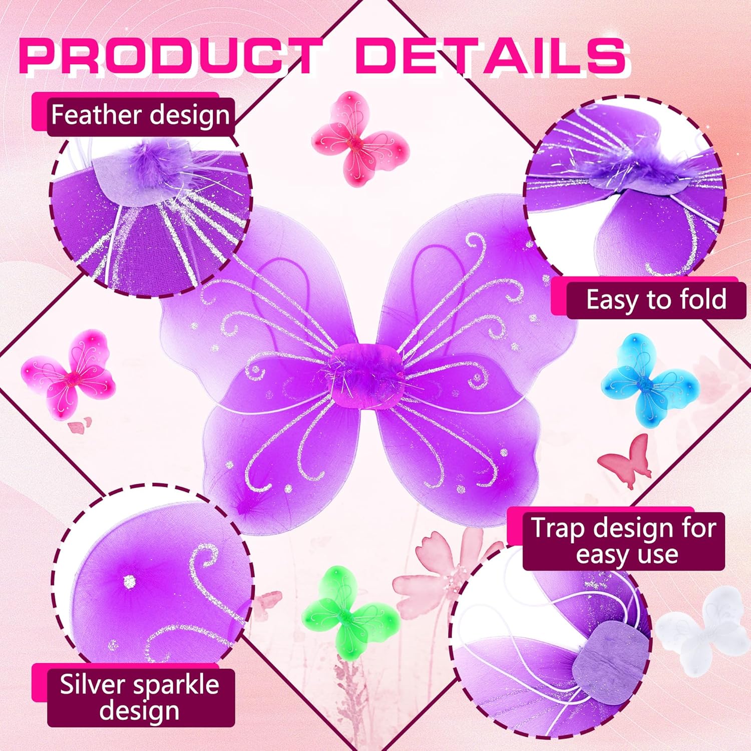 26 Pack Girls Fairy Wings Bulk Butterfly Wings Butterfly Angel Costume Wing for Kids Cosplay Wedding Decoration Party Dress up, 13 Colors