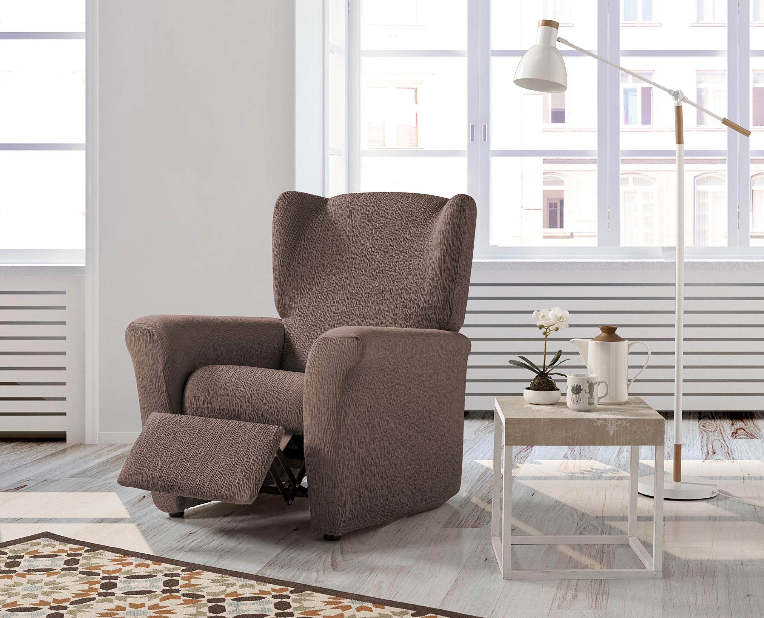 Estoralis | BETA | Copripoltronacon relax moderno | Tessuto elastico Terracotta | Per poltrona Relax dimensione del tessuto da 70 a 90 cm. | Protettor | Adattabile a tutti i tipi divani