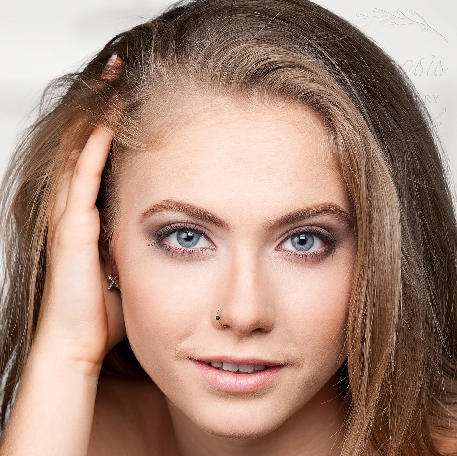 Tiny Gold Nose Ring - Handmade 14k Gold Nose Piercing with a 2mm Black Gem - Thin 24 Gauge 7mm Hoop - Comfortable Nose Piercings - Image 3