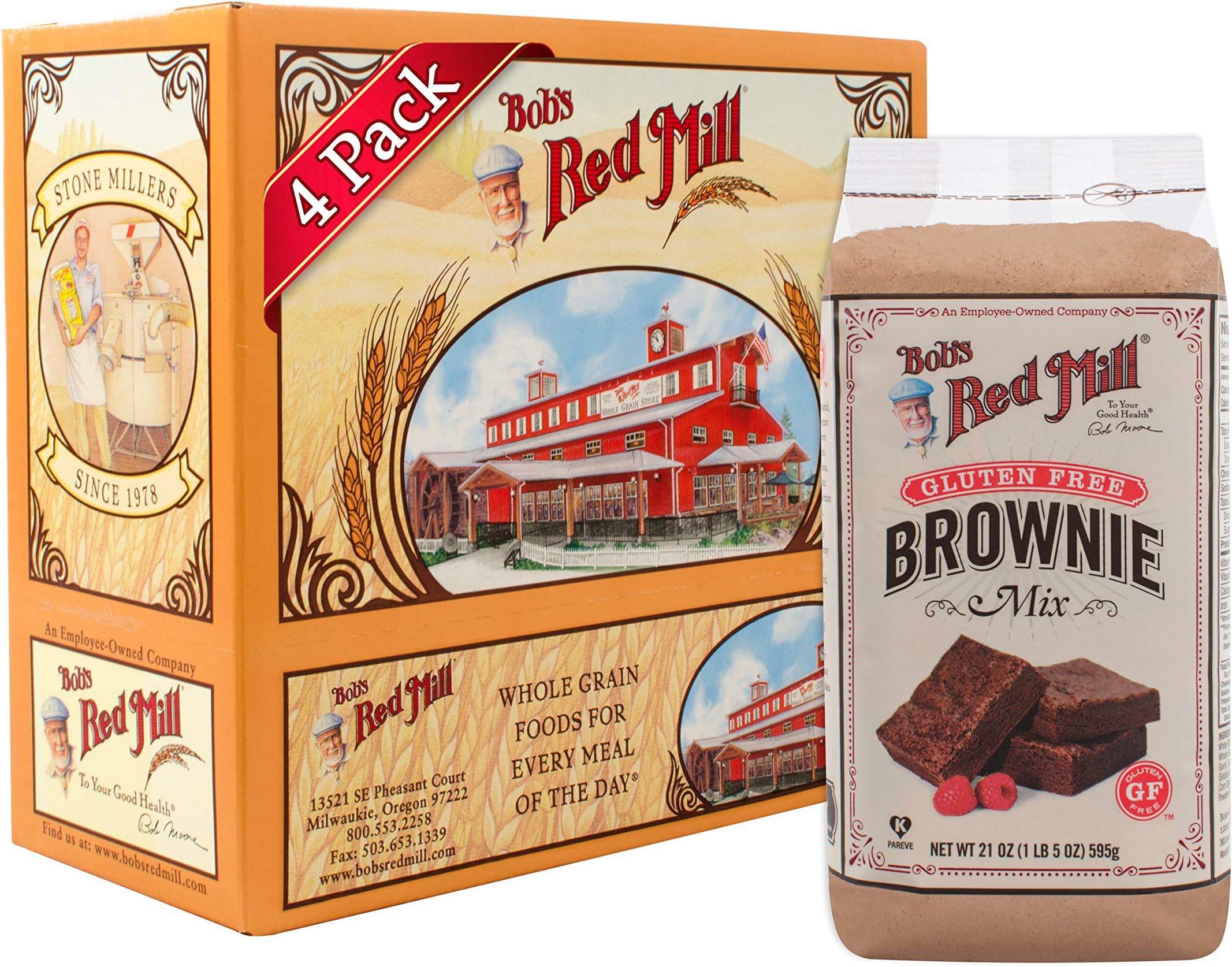 Bob's Red Mill Gluten Free Brownie Mix, 21 Oz (4 Pack)