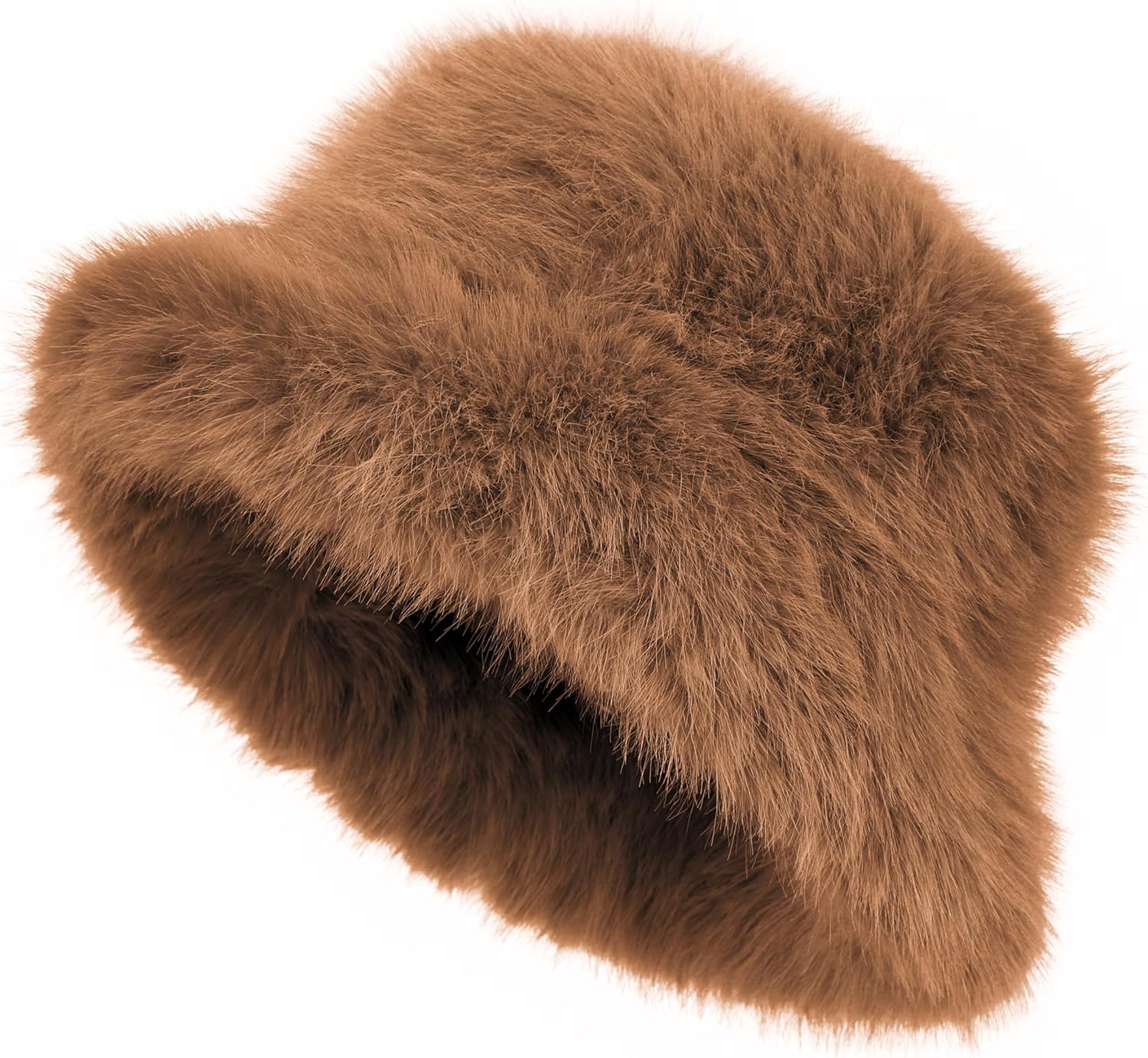Women's Faux Fur Bucket Hats Fluffy Winter Warm Ladie's Unique Wide Brim Fisherman Cap