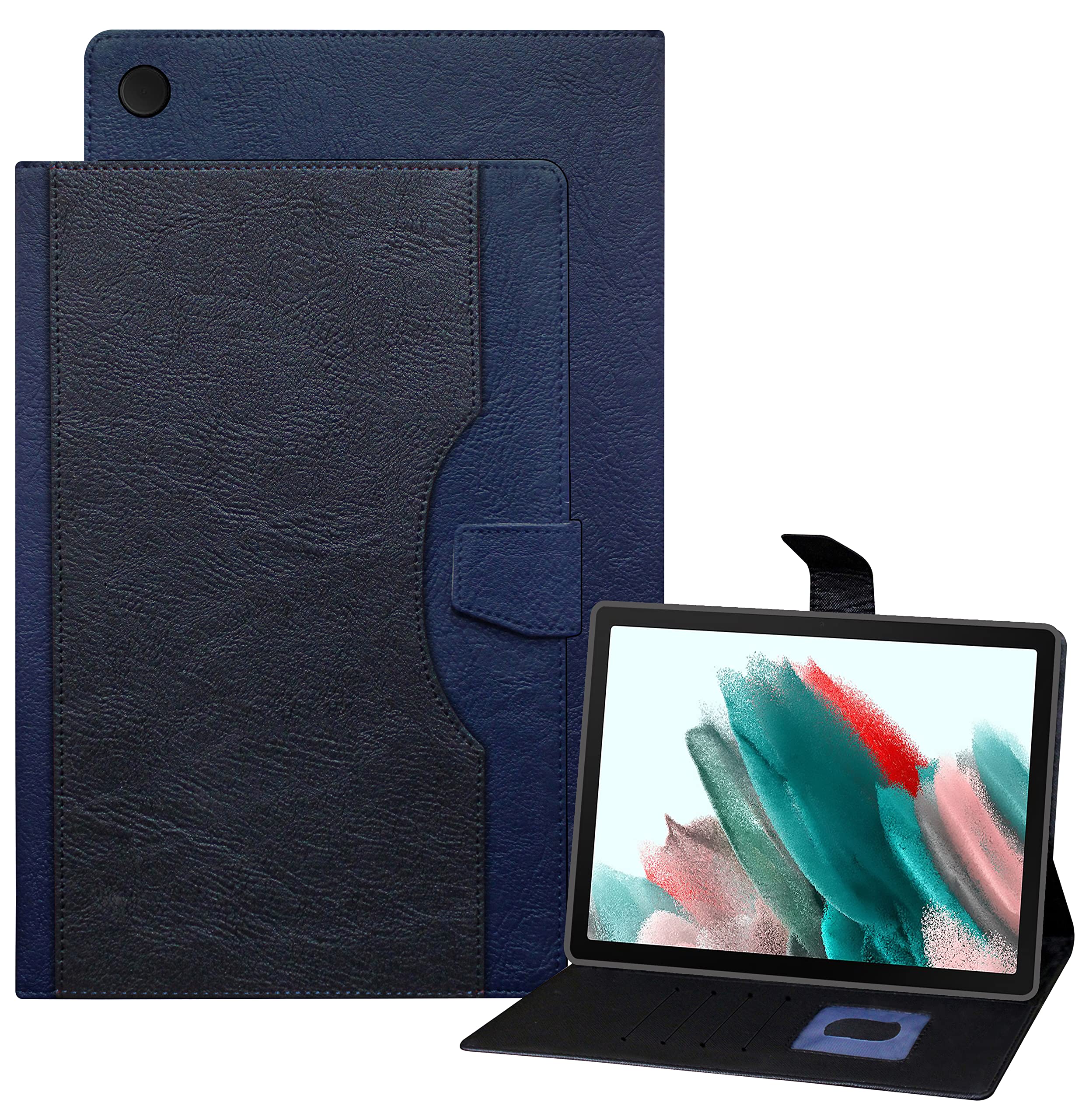 TGK Dual Color Multi-Angle Viewing Smart Stand Flip Leather Case Cover for Samsung Galaxy Tab A8 10.5 inch (Dual_Color_Wallet_Flip_Black_Blue) (B09X379TT5) Amazon Price History, Amazon Price Tracker