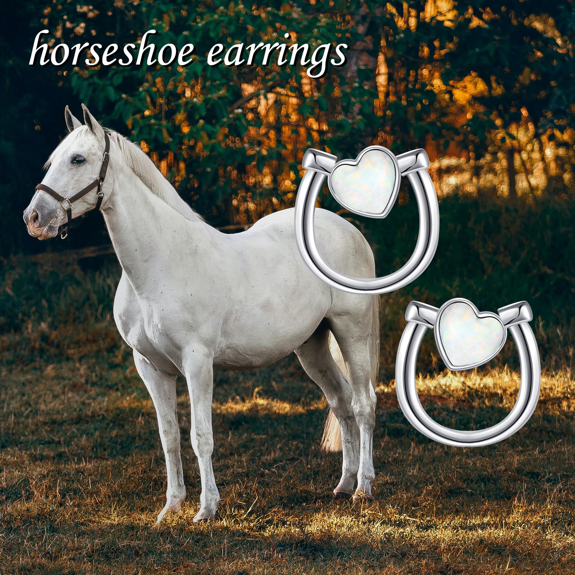Hufeisen Ohrstecker 925 Sterling Silber Weiß Opal Glücks Pferde Ohrringe Hufeisen Schmuck Geschenk für Frauen Mädchen Pferde Liebhaberin Tochter