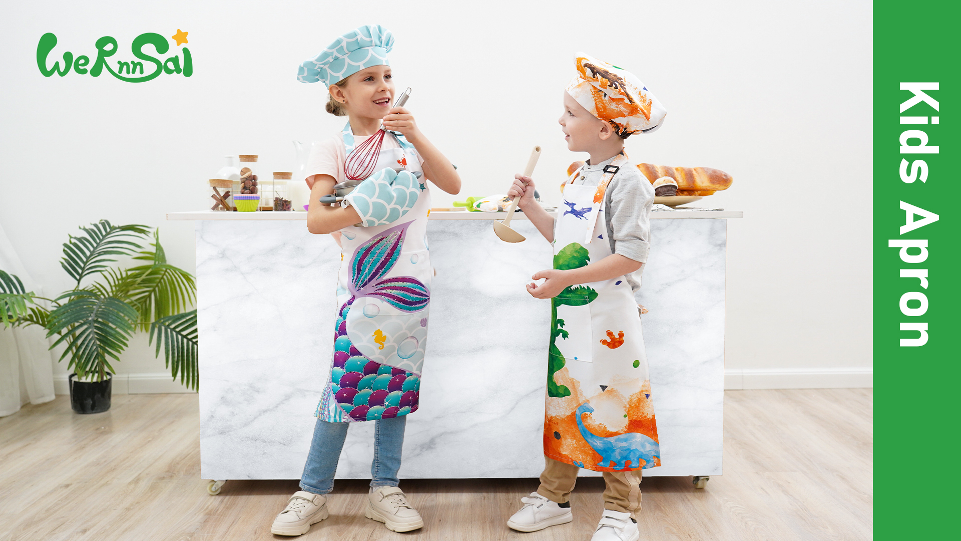 Grembiule da cucina per bambini, con 2 maniche, grembiule da forno per bambini, con tasca singola, impermeabile, grembiule da cucina per bambini, in