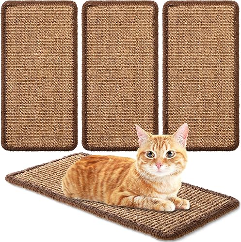 4 alfombrillas rascadoras de sisal para gatos, alfombrilla para rascar para gatos con cinta adhesiva, alfombrilla para proteger la pared, sofá,