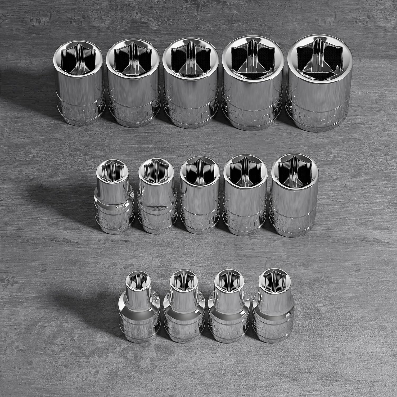 Olsa Tools Metric Shallow Socket Set - 1/4-Inch Drive, 14pc - 6-Point Chrome Sockets from 4mm–15mm and No Skipped Sizes - Mechanic Shallow Metric Socket Set - Professional Grade Sockets - Part: 1328