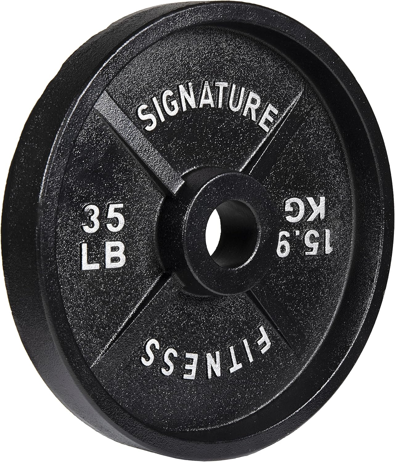 Signature Fitness Deep Dish 2-Inch Olympic Cast Iron Weight Plates with E-Coating, Black : Sports & Outdoors