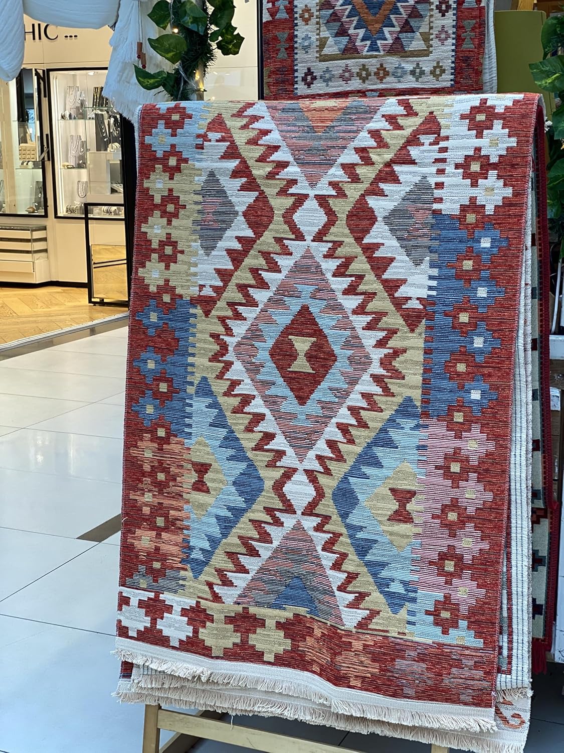 Secret Sea Collection: Modern Kilim Series Area Rug, Cotton, Reversible, Washable (2.7 x 4 feet, Eternal Flow)