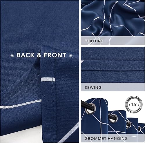 Miniatura 7 de Deconovo Cortinas opacas para dormitorio, 72 pulgadas de largo, 2 paneles de cortinas para sala de estar, cortinas térmicas con patrón geométrico