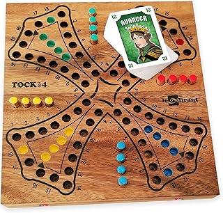 Juego de TOC a 4 Colores - Tock de 2 a 4 Jugadores, Juego de Mesa Familiar, Madera Maciza Eco-Responsable, Marca Francesa Le Délirant® – Normas CE – Juegos de Viaje