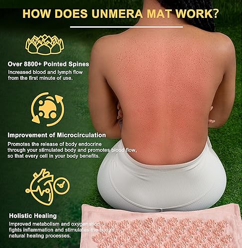 Miniatura 5 de Juego de alfombrillas y almohadas de acupresión lino ecológico natural y relleno de fibra de coco para aliviar el dolor de espaldacuello ciática