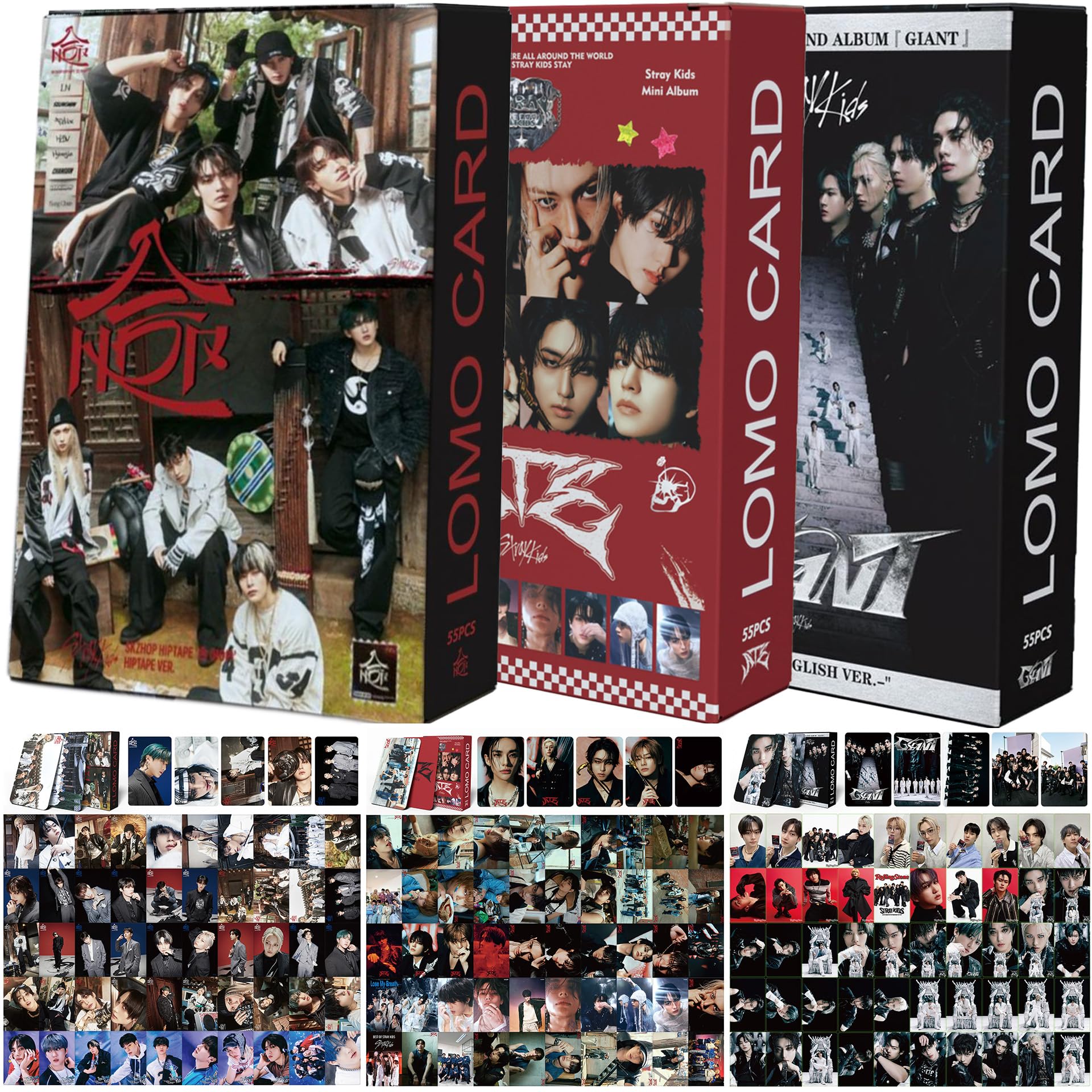 KPOPBTS Stray Kids 3 PACK/165 PCS Photocards Kpop Album Giant Merch SKZHOP HIPTAPE 合(HOP) Postcard Gift for SKZ Boys and girls
