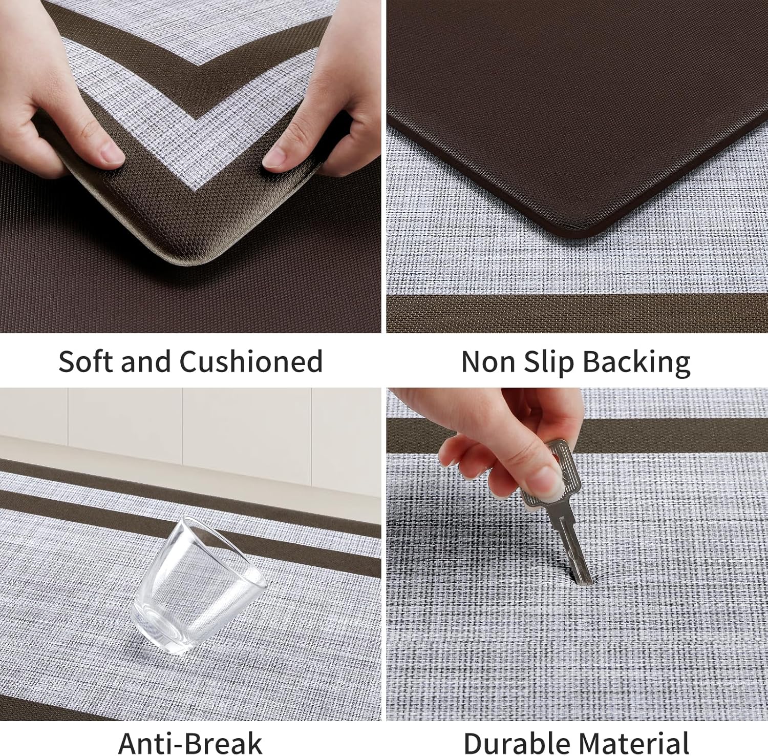 Mattitude Kitchen Mats Set of 2 Cushioned Anti-Fatigue Non-Skid Rug Sets Ergonomic Comfort Standing Mat for Kitchen, Floor, Office, Sink, Laundry,Chocolate - Image 6