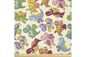 Ambesonne Dragon Fabric: Vibrant Fantasy Characters for Imaginative Creations