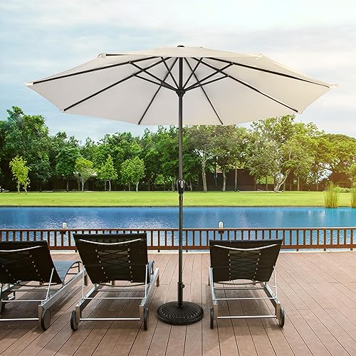 Miniatura 7 de Sombrilla de aluminio Pure Garden para jardín con inclinación automática, 10 pies, azul, Bronceado