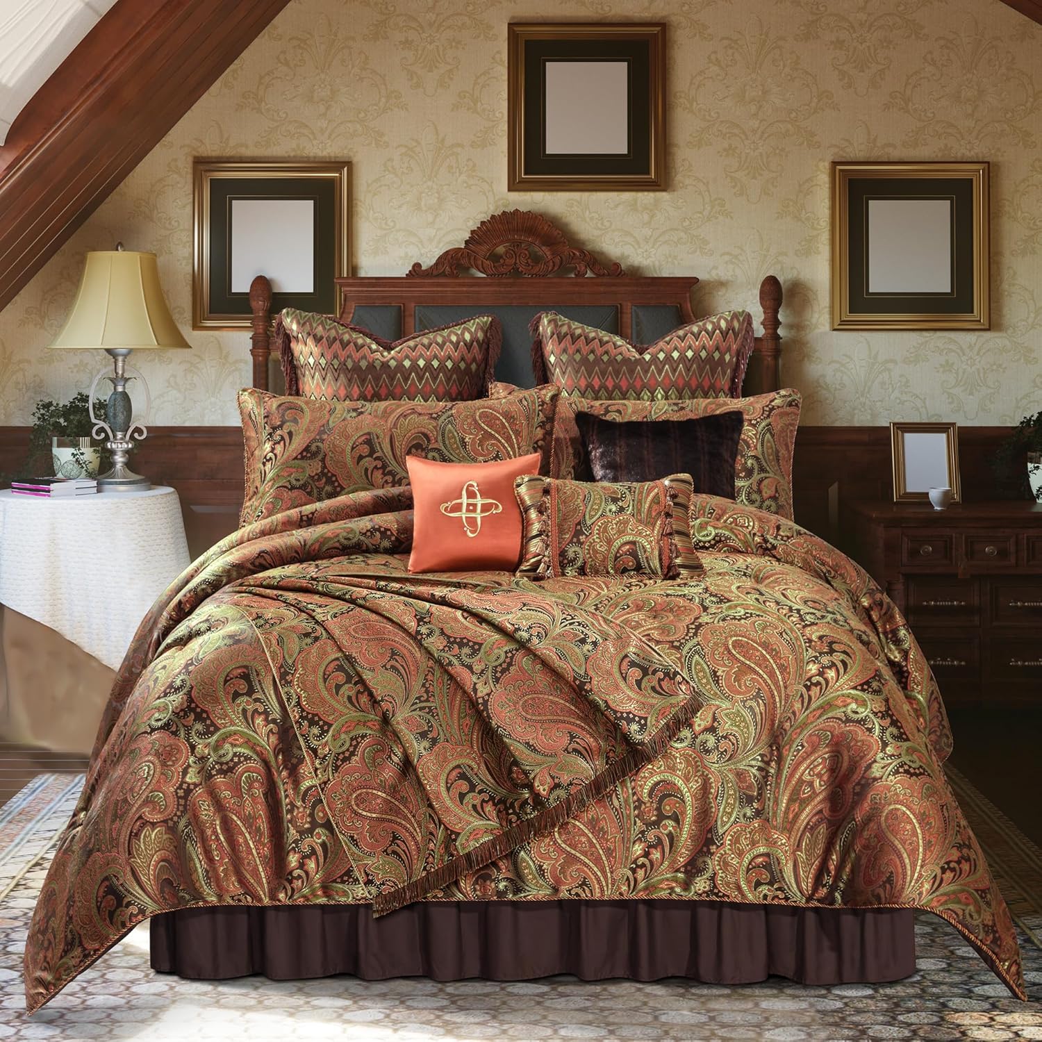 Loom and Mill Vintage Damask Throw Blankets for Bed, Classic Paisley Design Throws with Fringes Trim, Soft Lightweight Velvet Lined Throw Blanket for Sofa Couch Chair All Seasons(Multi Color,52”x72”)