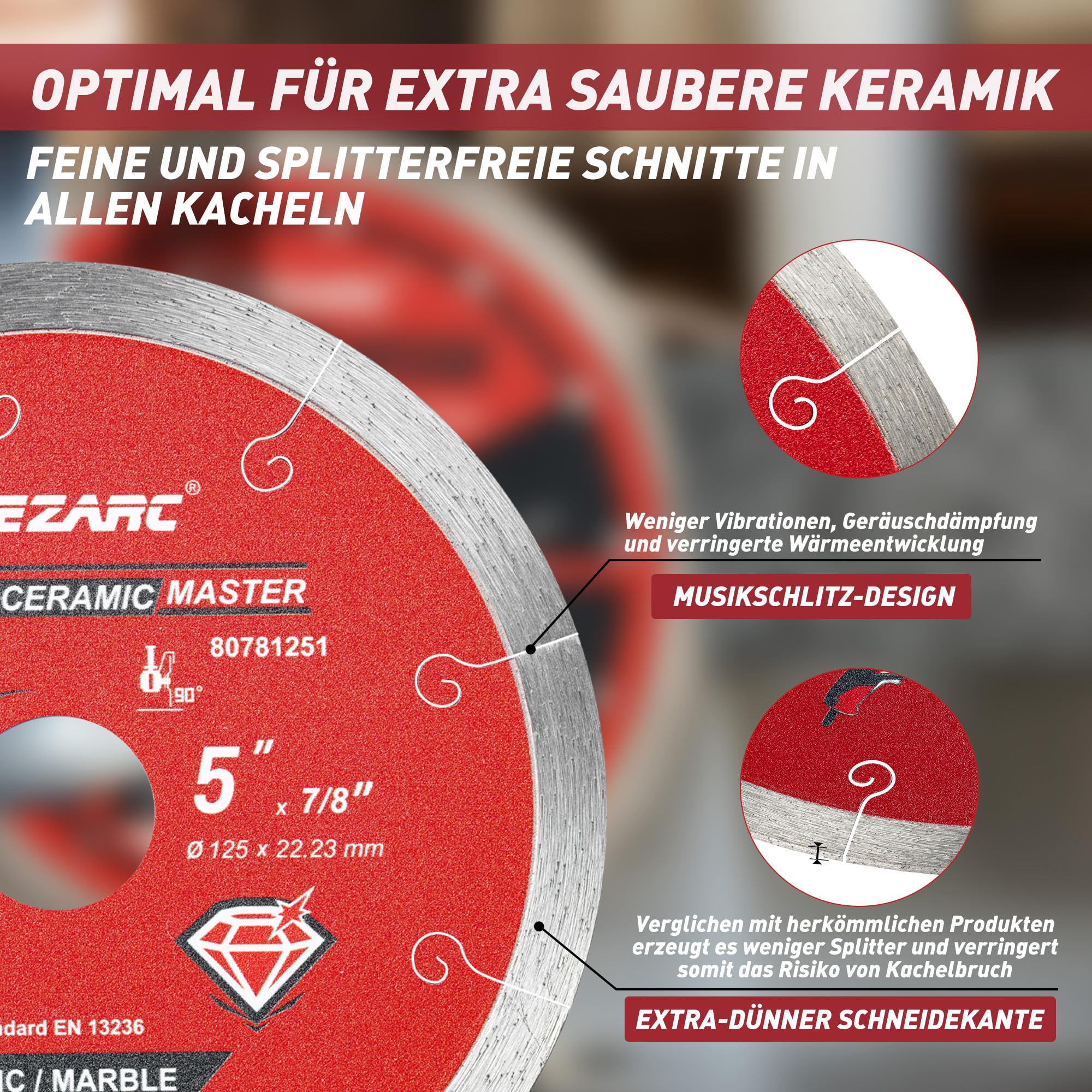 EZARC Super cienka diamentowa tarcza do cięcia 125 mm.