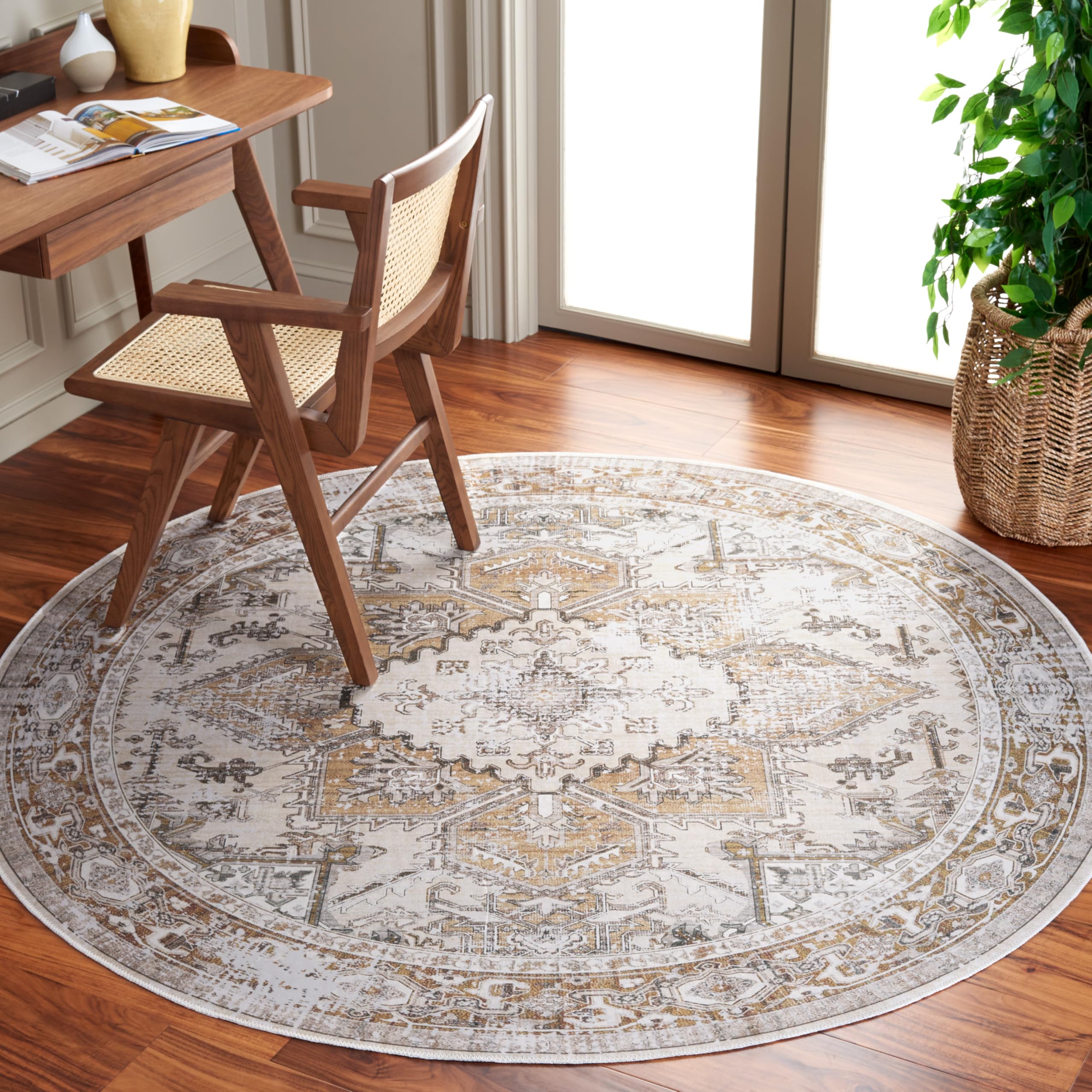 Tapis beige et or 120x180 cm lavable et antidérapant Arizona