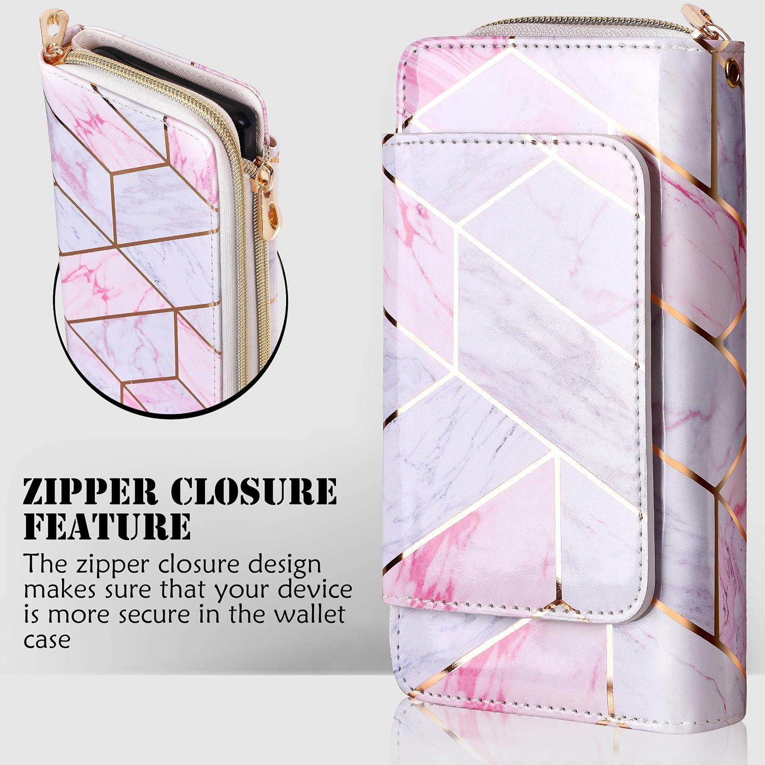 ELV Wallet Purse Case Designed for Samsung Galaxy Note 10 Plus/Galaxy Note 10 Plus Pro 5G Case PU Leather Folio Flip Case with Credit Card Slots, Detachable Case and Back Stand White/Pink