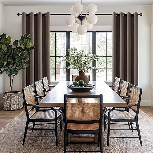 Miniatura 40 de ChrisDowa Cortinas 100% opacas de abedul liso de 96 pulgadas de largo, 2 paneles para dormitorio, sala de estar, oscurecimiento de la habitación de