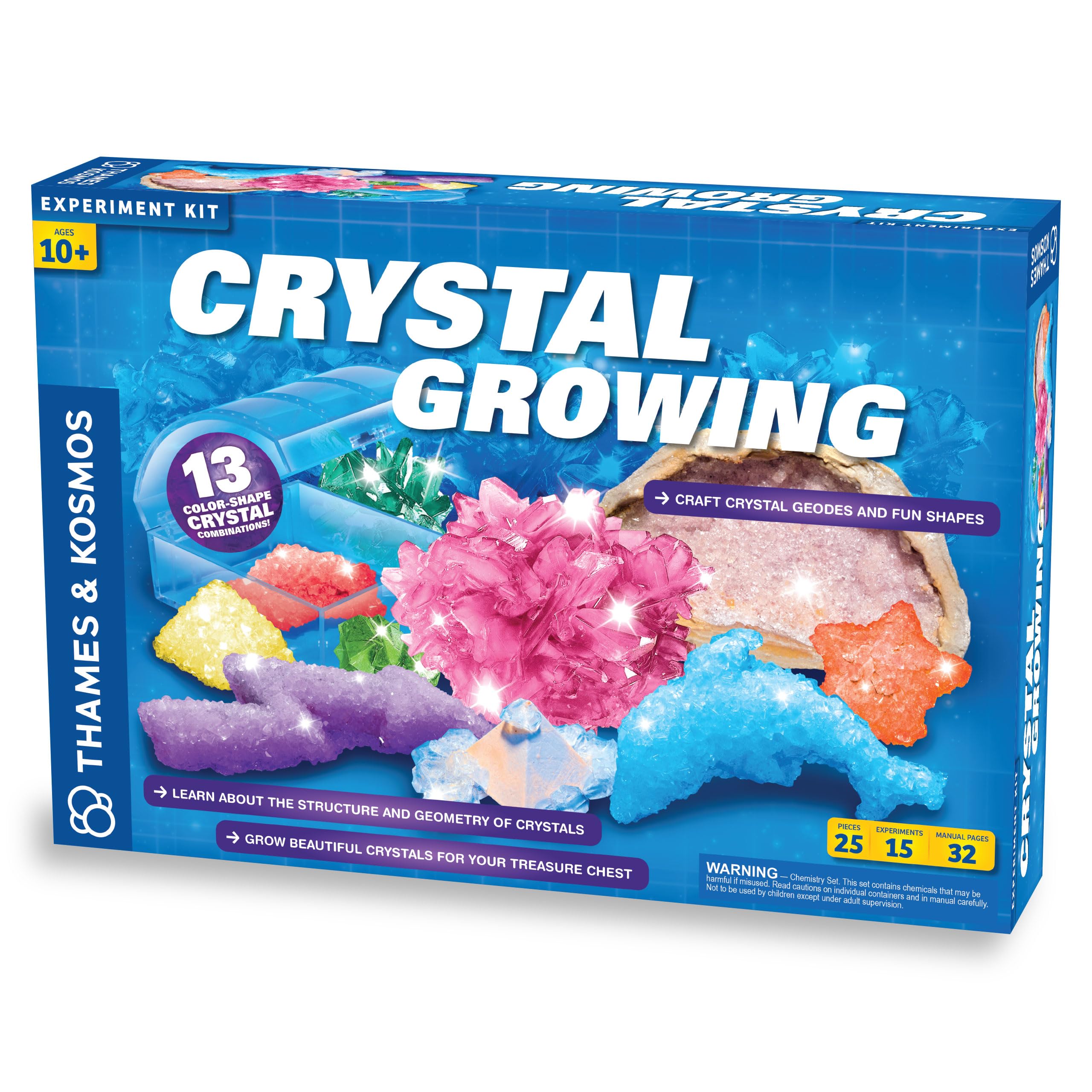 Thames & Kosmos Crystal Growing Science Kit Grow Over A Dozen Crystals with 15 Experiments, Includes Storage Case & 32 Page Color Laboratory Manual