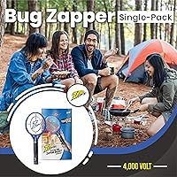 Vista 1 de Zap It Bug Zapper - Raqueta mata mosquitos recargable de 4000 voltios, cable de carga USB