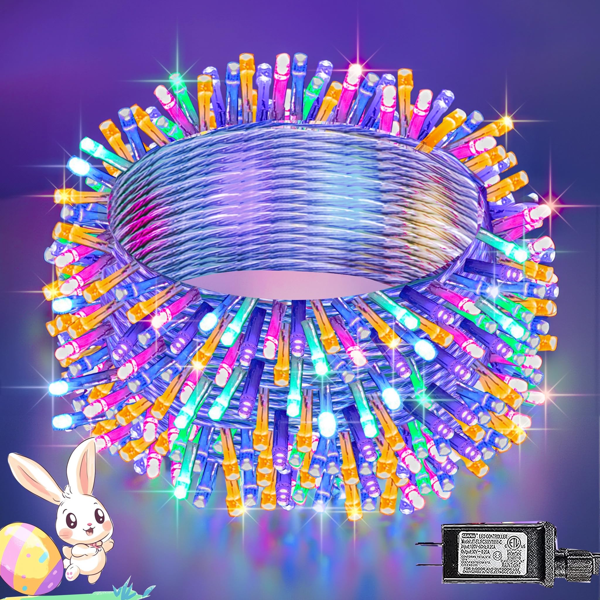 Dazzle Bright 300 LED Easter String Lights, 100 FT Colorful