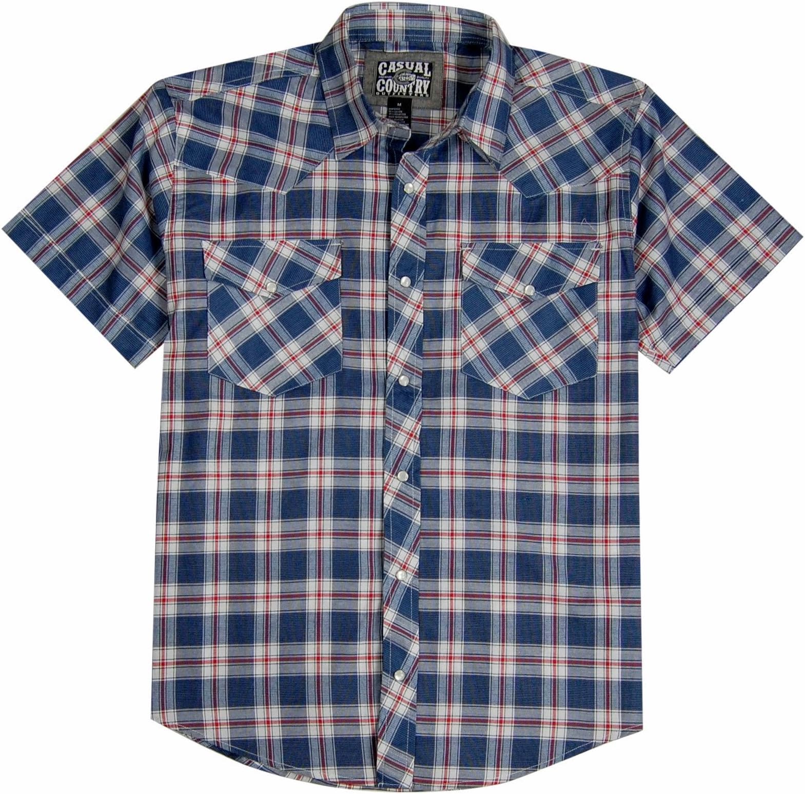 Men's Classic Plaid Short Sleeve Casual Western Shirt; Pearl Snap Front