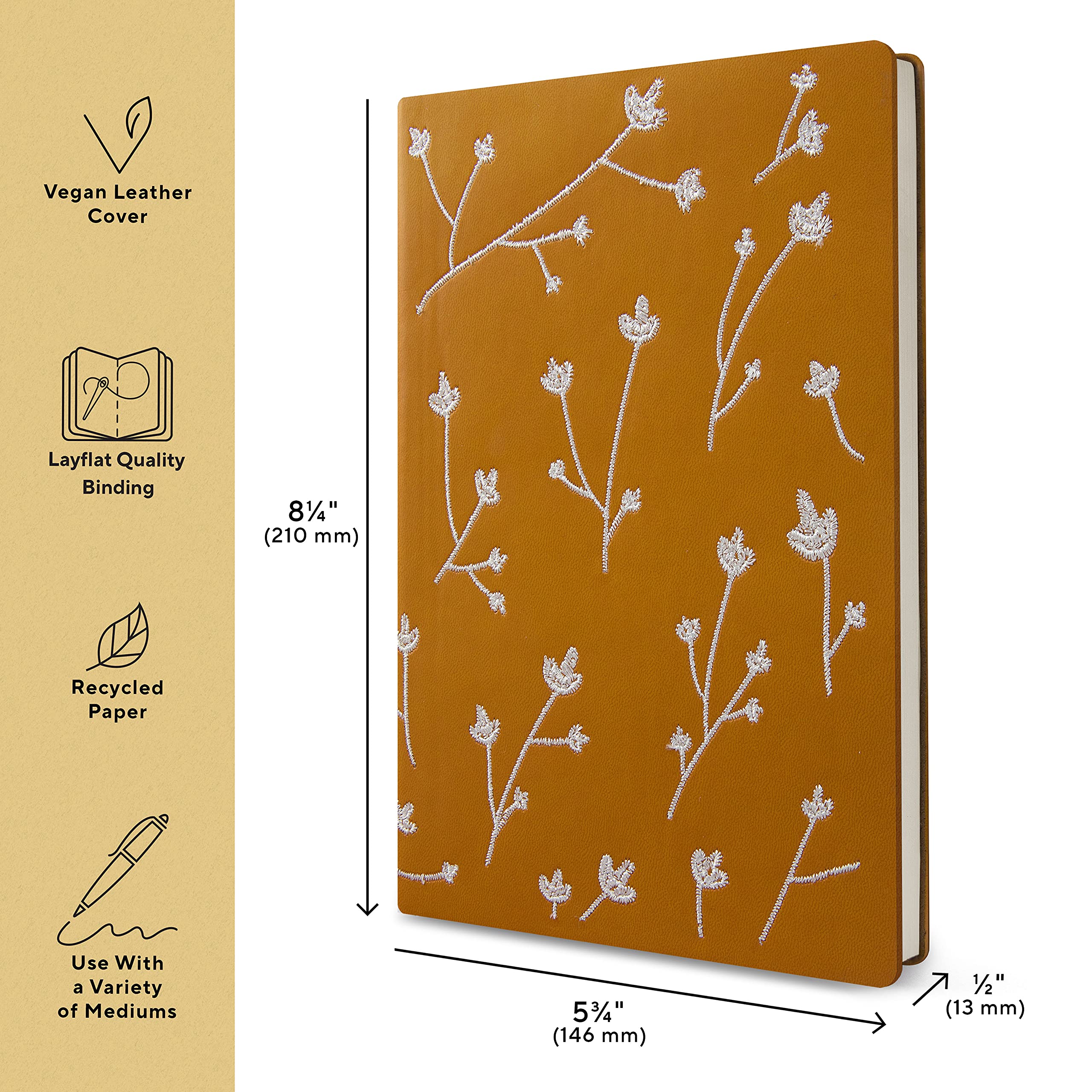 DENIK, Softcover Layflat pamiętnik, 14 cm x 20 cm notatnik do pisania z 144 stron w linie - Samantha