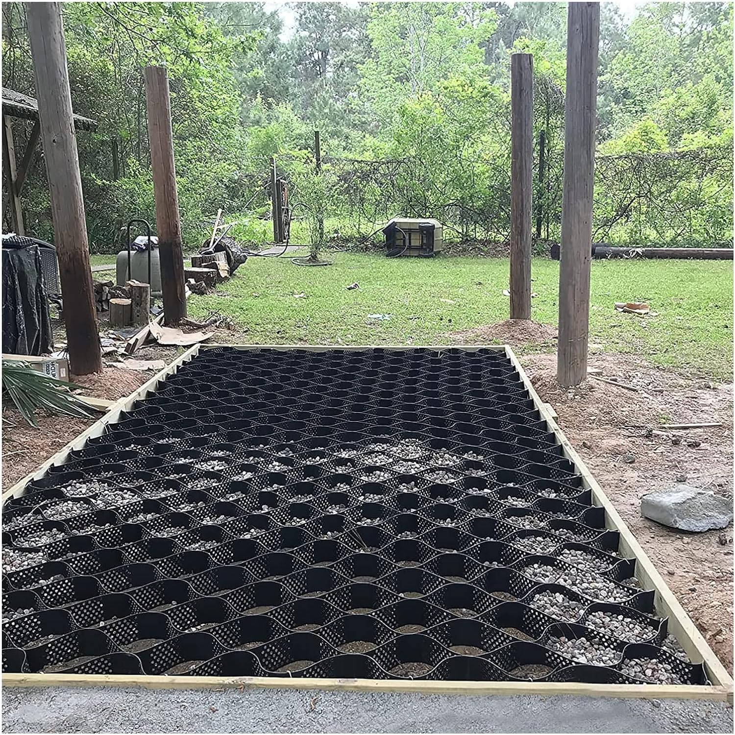 Kiesgitter-Geozelle – Flexibles, faltbares, Robustes Geogitter mit Abflusslöchern, for leichte LKW-/Böschungsverstärkung, belastbar(2m x 6m (6.5ft x 19.5ft))