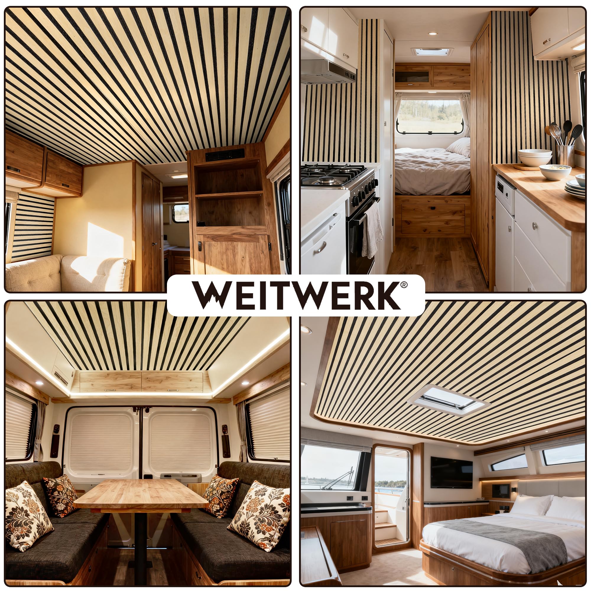 Leichte Paneele für Camper Ausbau, Wohnmobil & Van | Filz Verkleidung 4er-Set | 2,42 m² Gesamtfläche | nur 1 Kg / Panel & schallisolierend| Ideal für Innenausbau