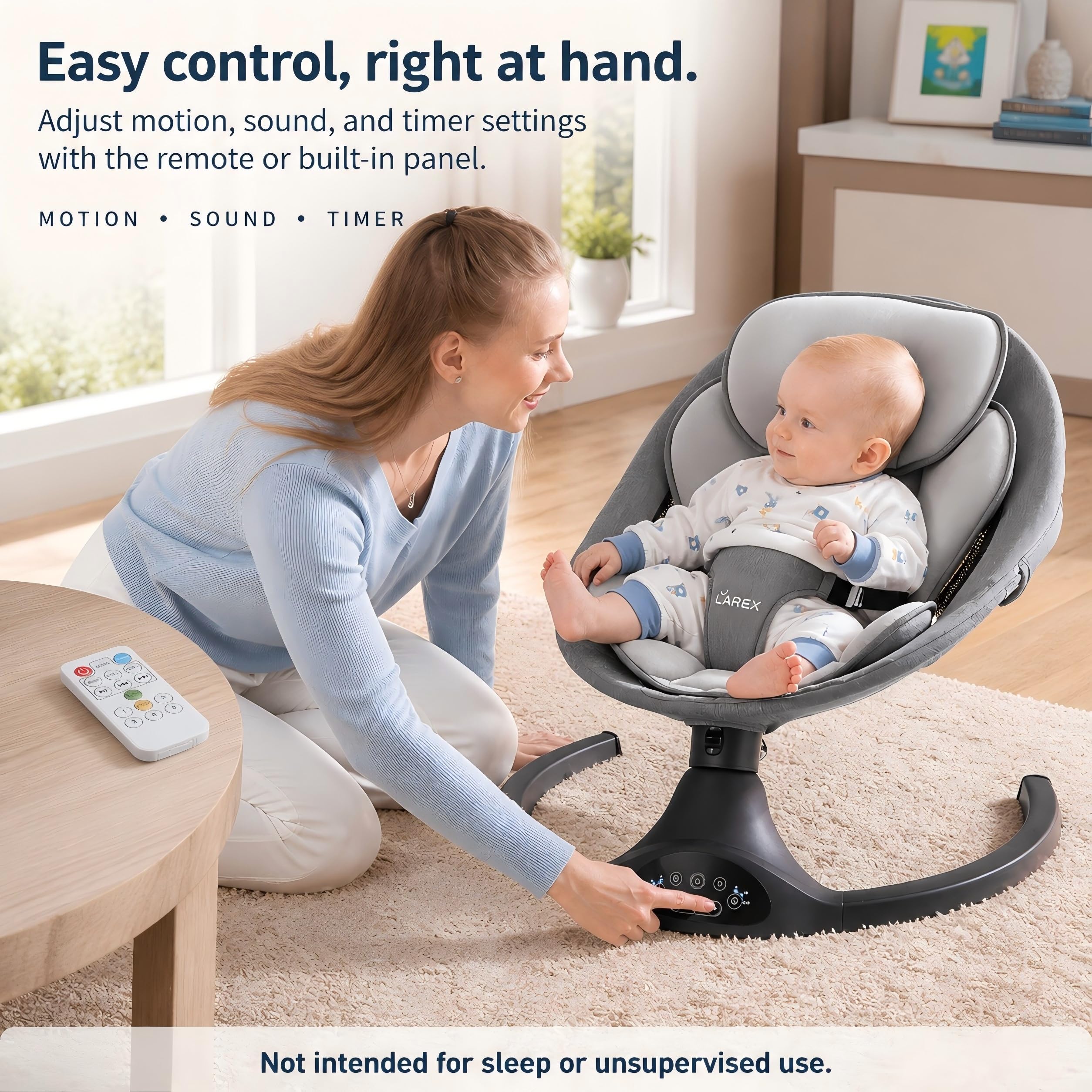 LAREX Baby Swing for Infants to Toddler with Remote Control & Bluetooth — Amazon image 4
