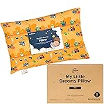 Mini Toddler Pillow with Pillowcase - 9x13 My Little Dreamy Travel Kids Pillow for Sleeping, Toddler Bed, Small, Tiny, Organic Cotton Pillowcase, Soft & Breathable,Kids 2-4 Years Old (Little Builders)