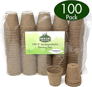 3 Inch Round Peat Pots - 100% Biodegradable Peet Pots for seedlings - Peat Pots Pack of 100 - Peat Pots 3