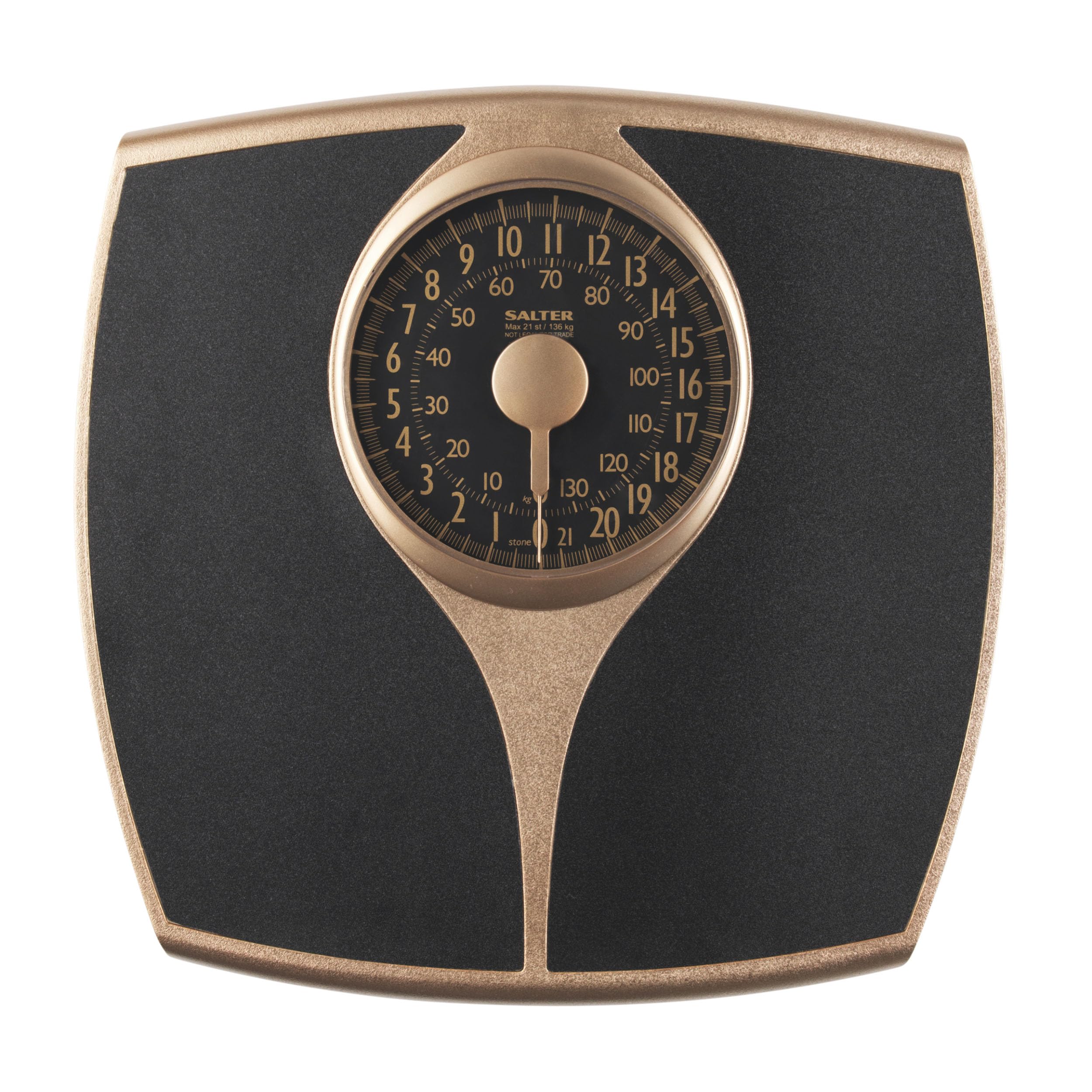 Salter 148 GFEU16 Speedo Dial Mechanical Bathroom Scale – Body Weight Scale with Oversized Dial, Fitness Scale with 136KG Capacity, No Batteries Required, Large Platform, Measures in KG/ST/LBS, Gold