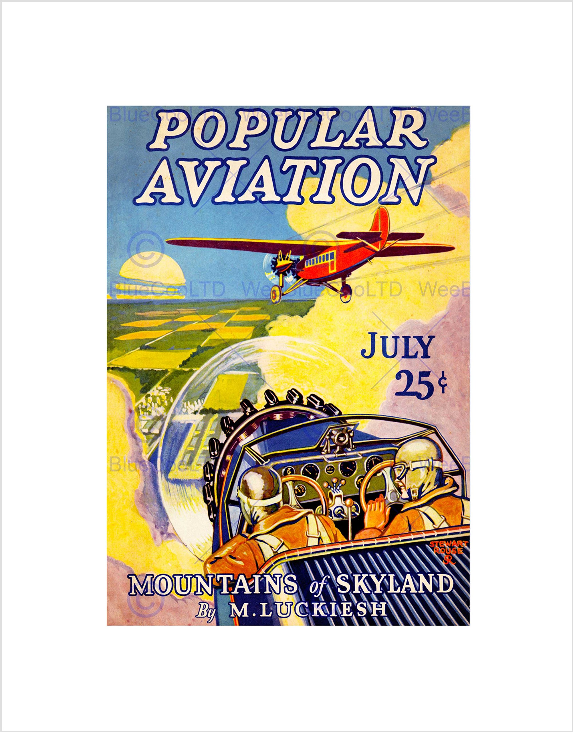 Wee Blue Coo Ad Magazine Cover Popular Aviation Plane Sun Sky Fly Wall Art Print