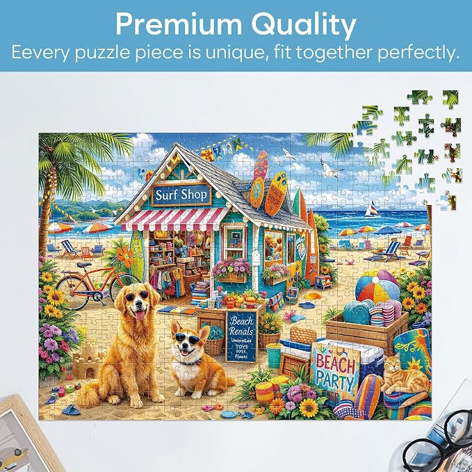 Puzzle 500 piezas para adultos con diseño de perro en la playa miniatura 5