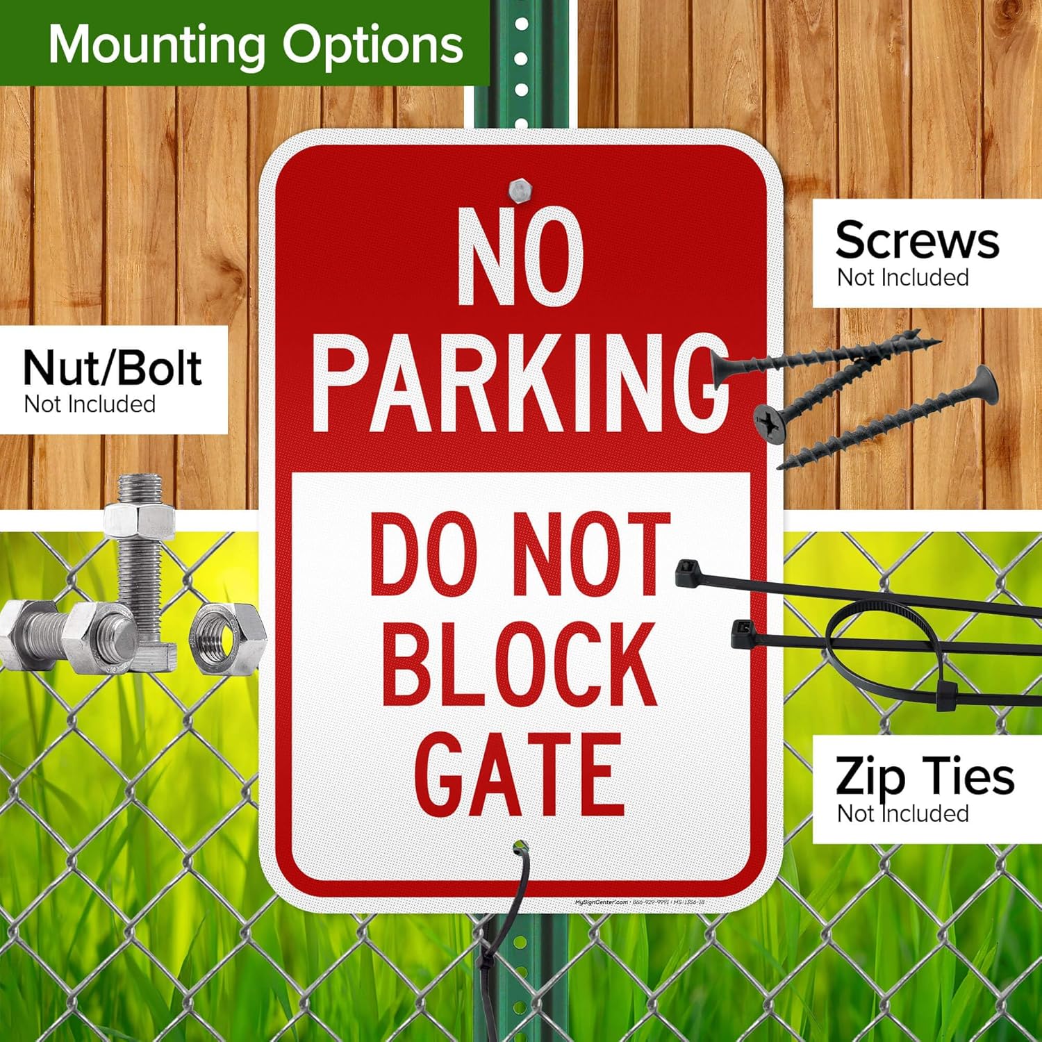 No Parking Do Not Block Gate Sign, 12"x18" Aluminum Reflective, Indoor/Outdoor Use, USA MADE By My Sign Center