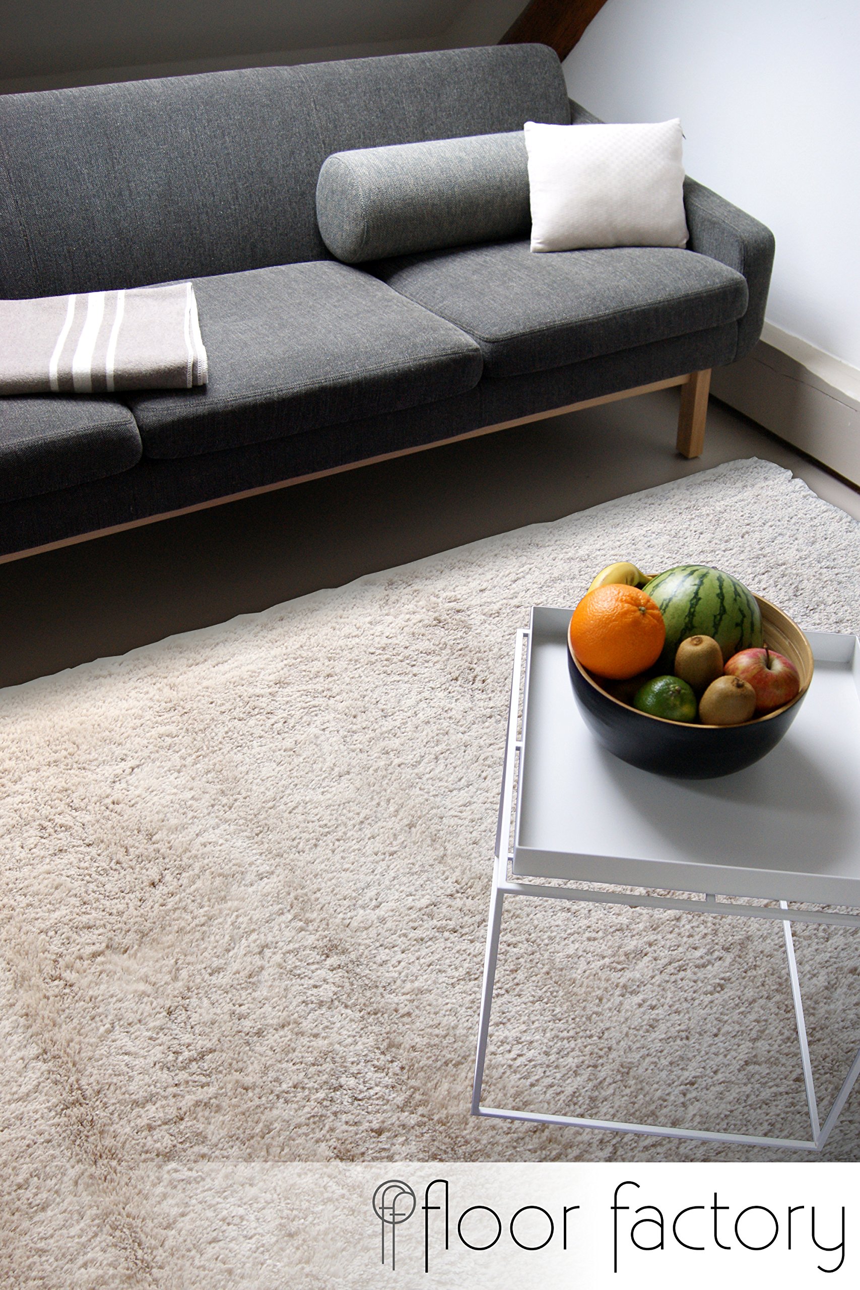 floor factory Moderner Teppich Delight beige 160x230cm - edler Designer Teppich mit flauschig weichem Flor