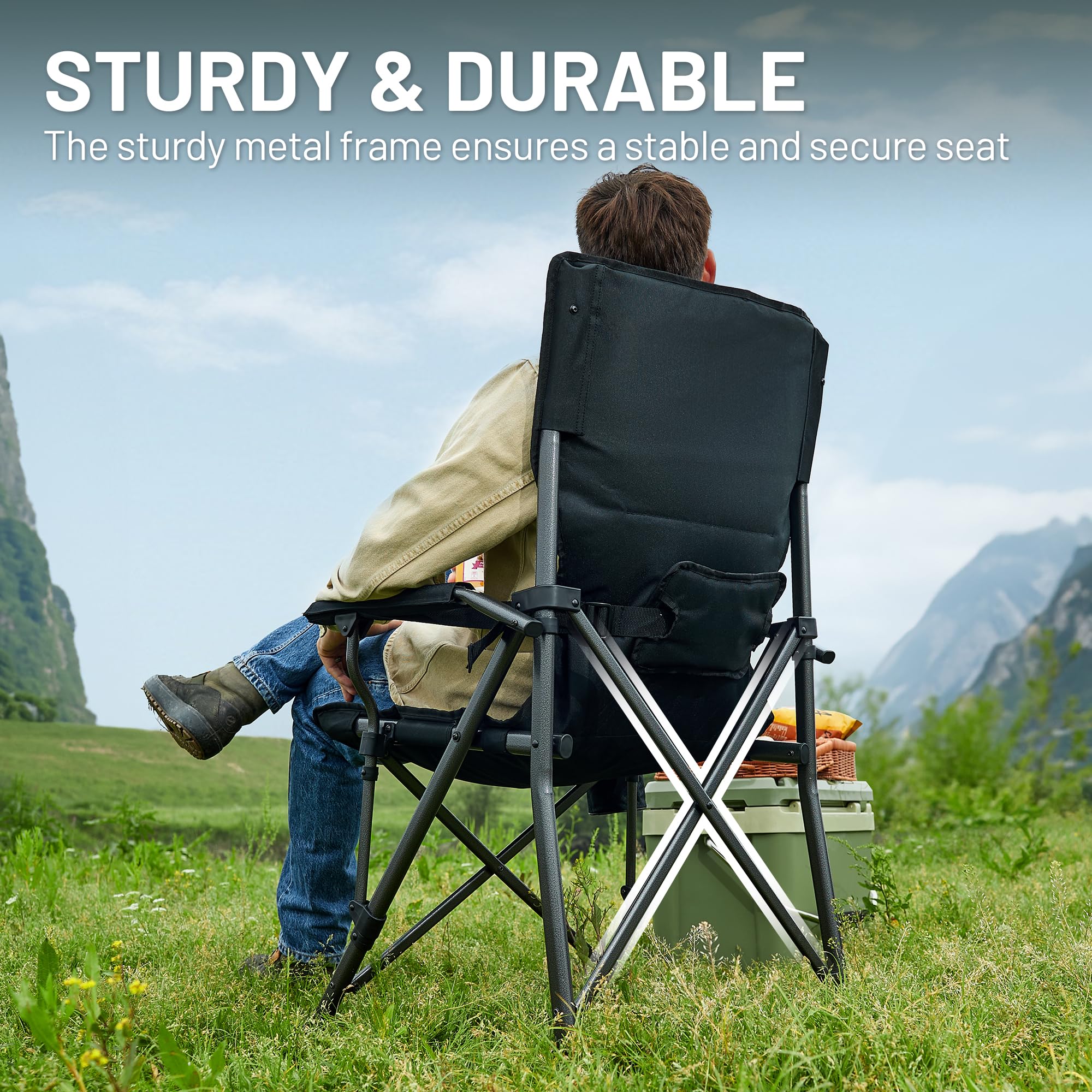 Sedia Da Campeggio Pieghevole Timber Ridge - Schienale Alto, Portatile - Foto 2