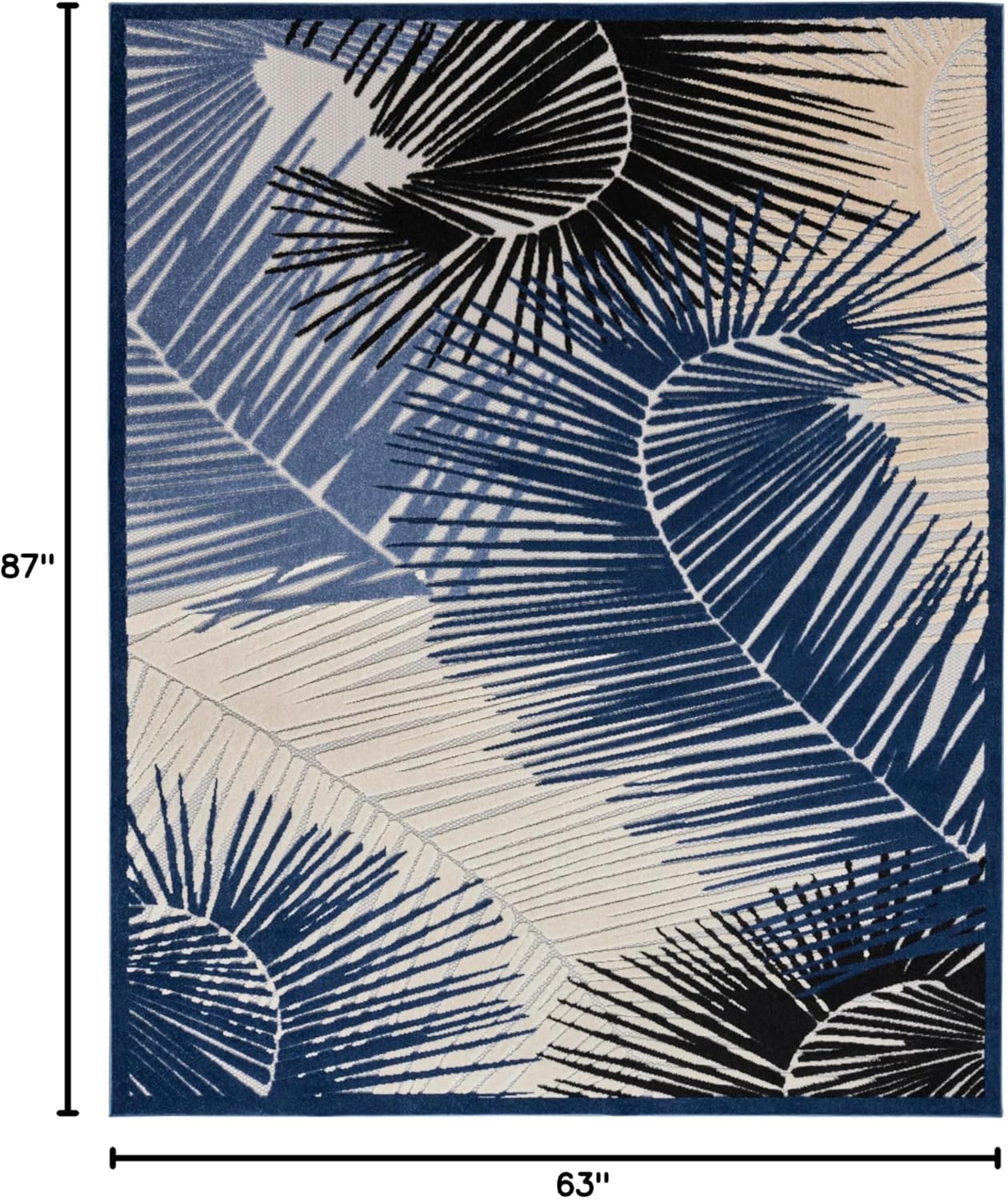 Nourison Home Aloha Indoor/Outdoor Navy 5'3" x 7'3" Area Rug, Easy Clean, Non Shedding, Bed Room, Living Room, Dining Room, Deck, Patio, Backyard (5x7)