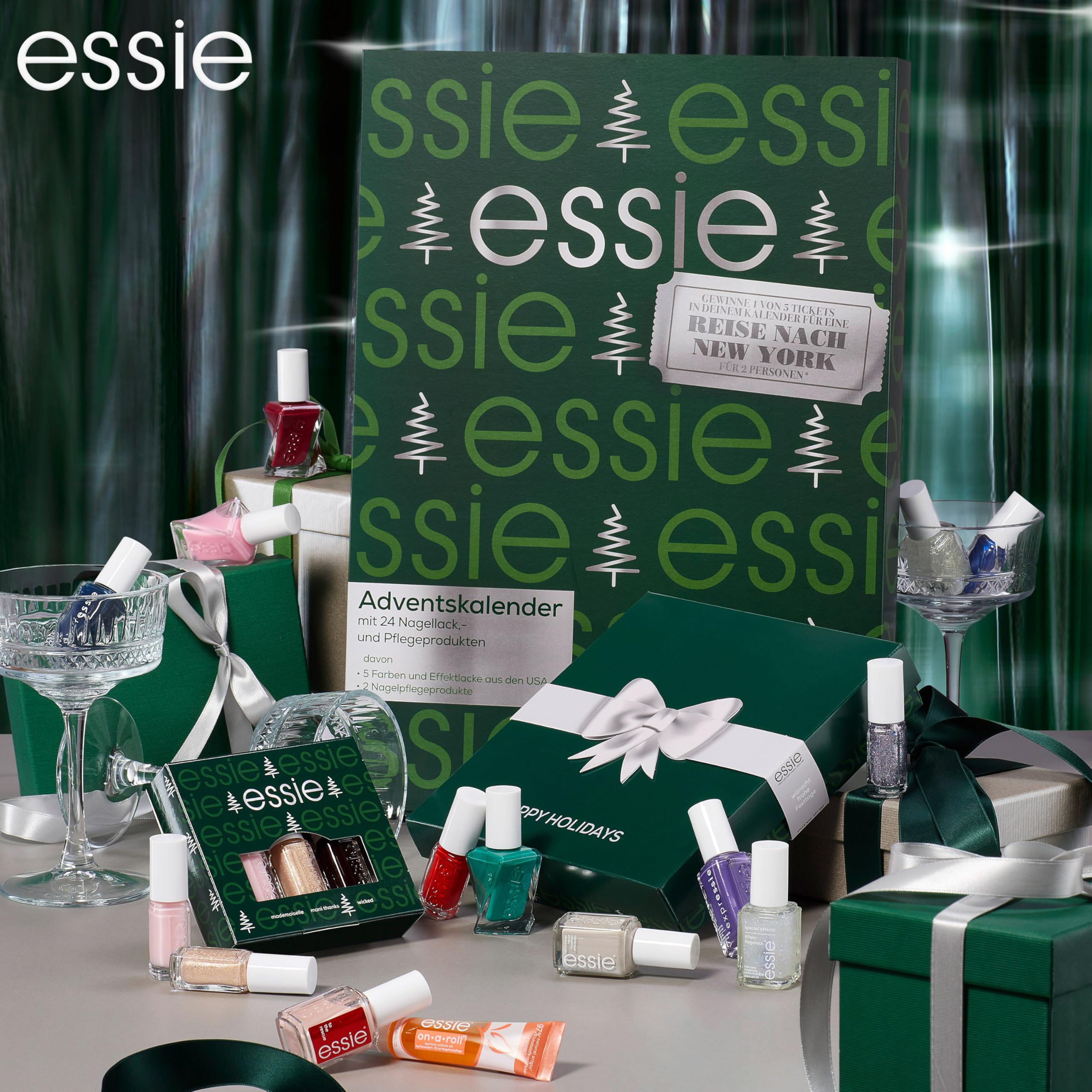 essie Adventskalender mit exklusiven Shades aus den USA, Nagellack und Nagelpflege, 24 Türchen