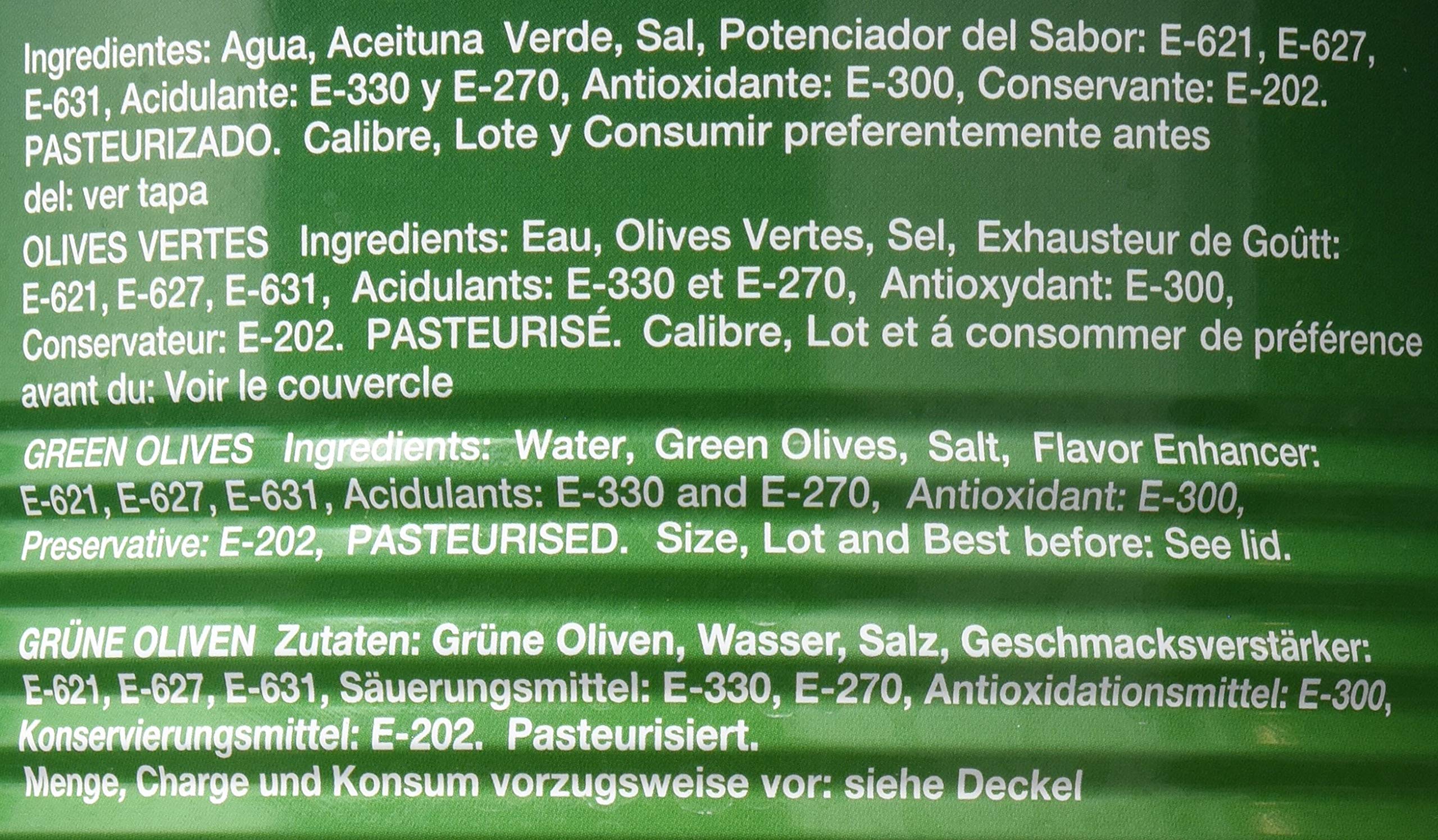 Aceitunas Karina grüne Manzanilla-Oliven mit Stein, Dose, 1er Pack (1 x 2.5 kg)