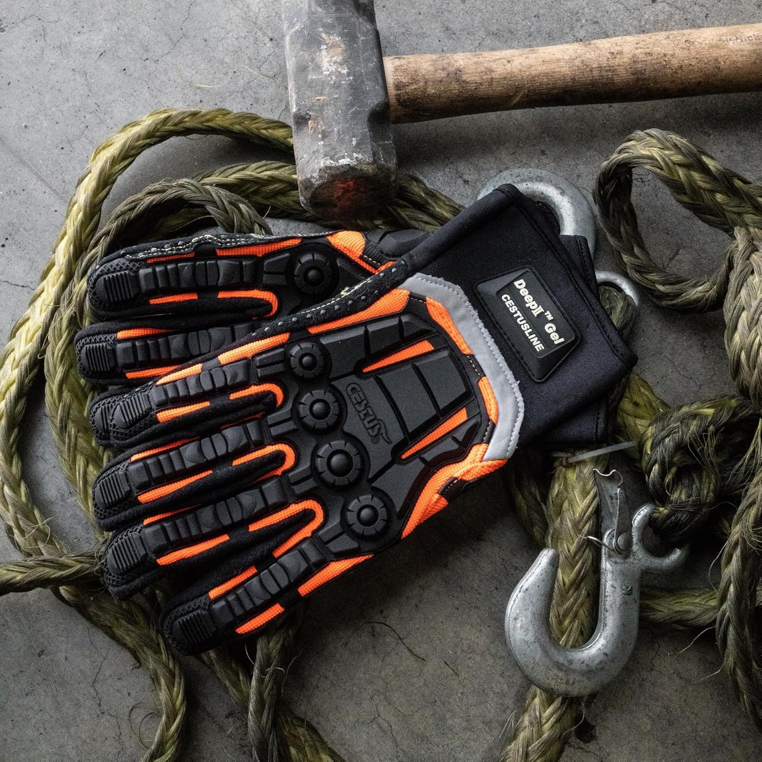 Cestus 3045, Impact Gloves (1,3,10,50 Pairs) Dense Fabric Palm with Dots, Gel Padded Palm, Heavy Duty Safety Work Gloves - Image 5