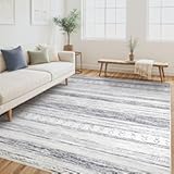 Tortania Area Rug Living Room Rugs - 5x8 Washable Large Soft Neutral Boho Moroccan Bohemian Farmhouse Rug Indoor Floor Carpet for Bedroom Under Dining Table Home Office Decor - Grey
