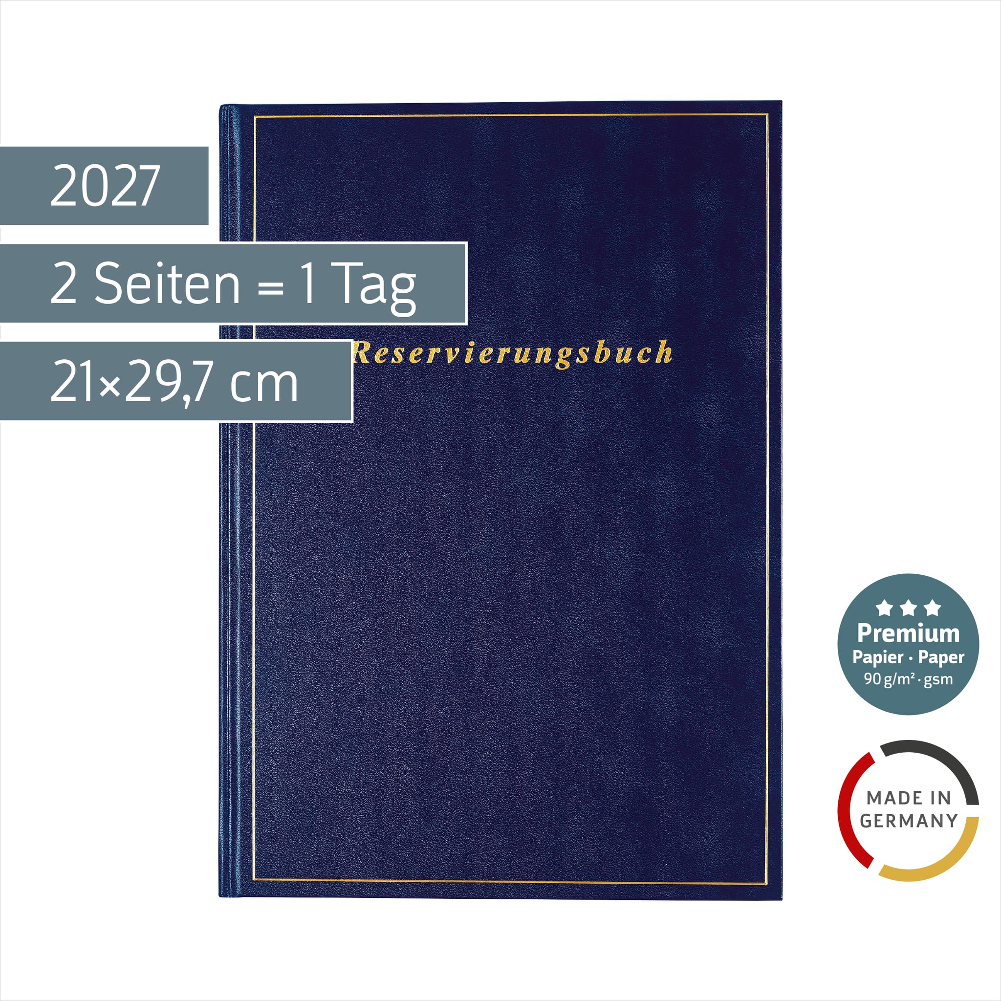 rido/idé Reservierungsbuch Premium 2027 | A4, Kunststoff, dunkelblau
