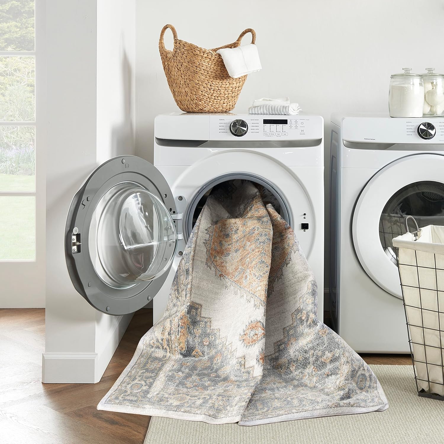 Nourison Home Astra Machine Washable Traditional Grey/Gold 2'2" x 4' Area Rug, Easy Cleaning, Non Shedding, Bed Room, Living Room, Dining Room, Kitchen (2x4)