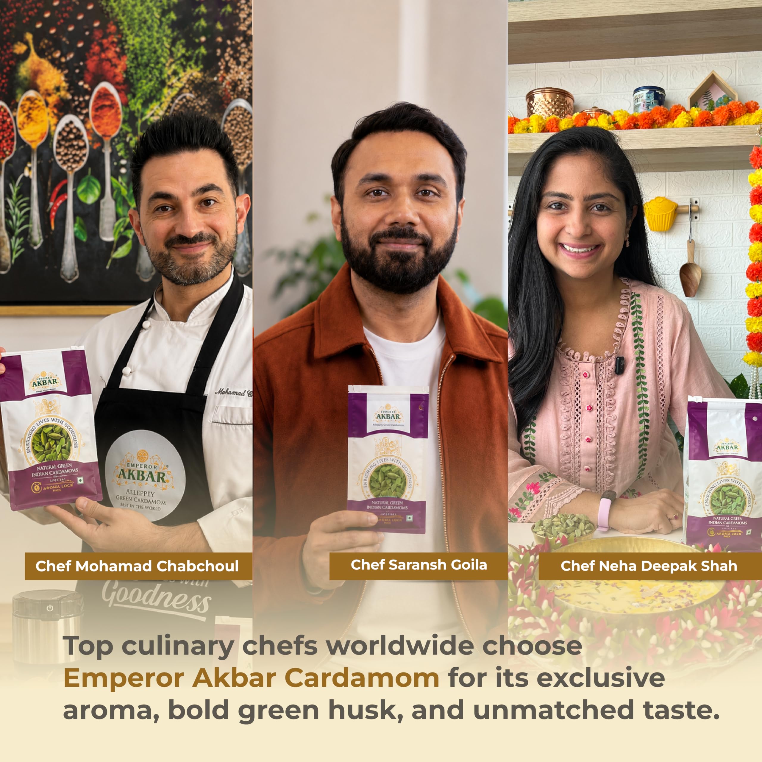 Emperor Akbar Cardamome (Elaichi) – 100 g – Cardamome verte dans un paquet aromatique supérieur (Grade violet – 8 mm ci-dessus)